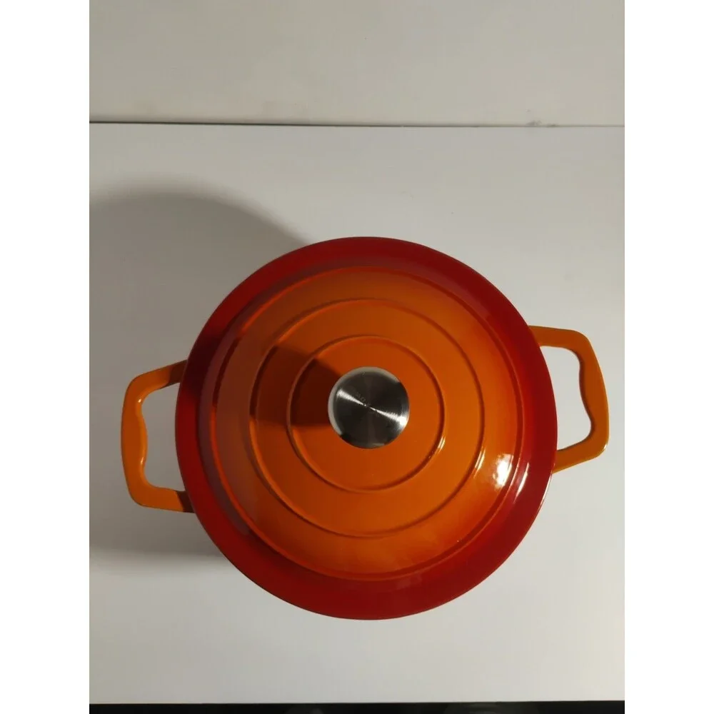 Chef Power 4.5QT Orange Flamed Enameled Cast Iron Dutch Oven with Lid New